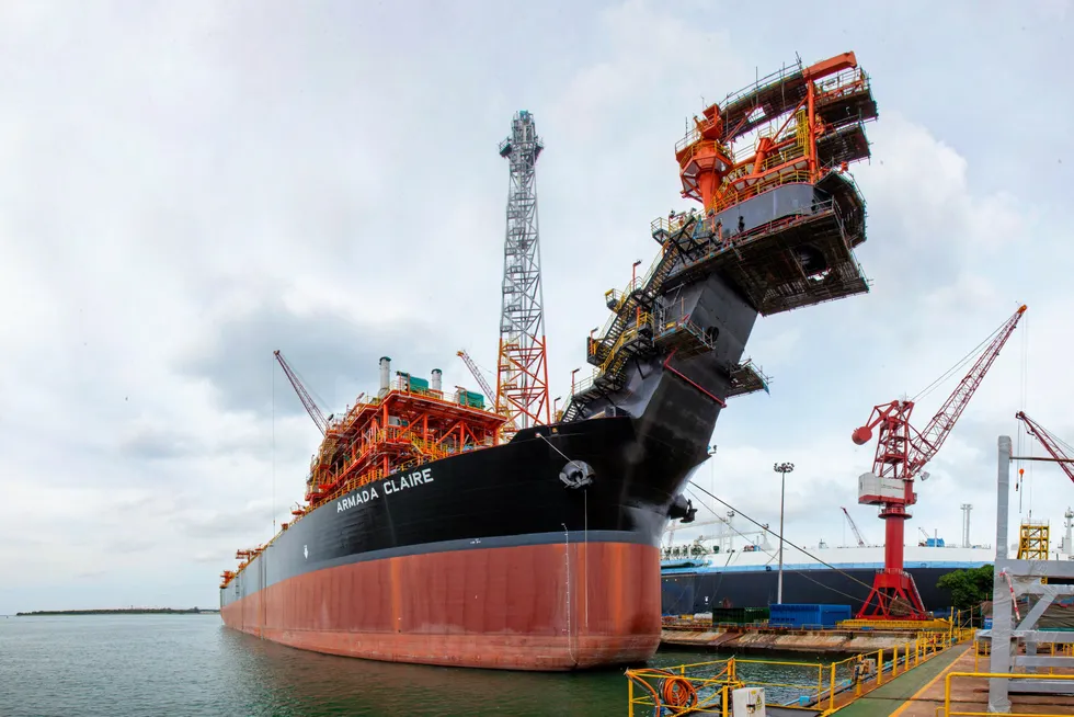 In the spotlight: the Armada Claire FPSO at Keppel Shipyard in Singapore.