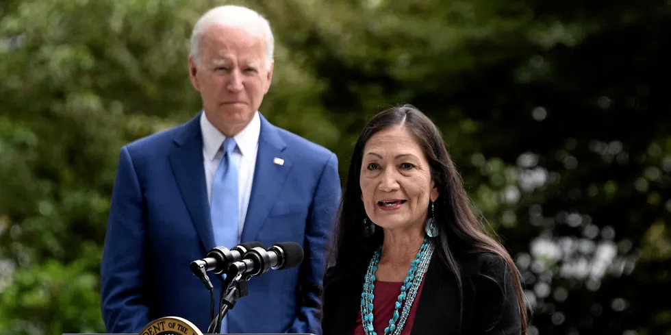 US President Joe Biden and Interior Secretary Deb Haaland.