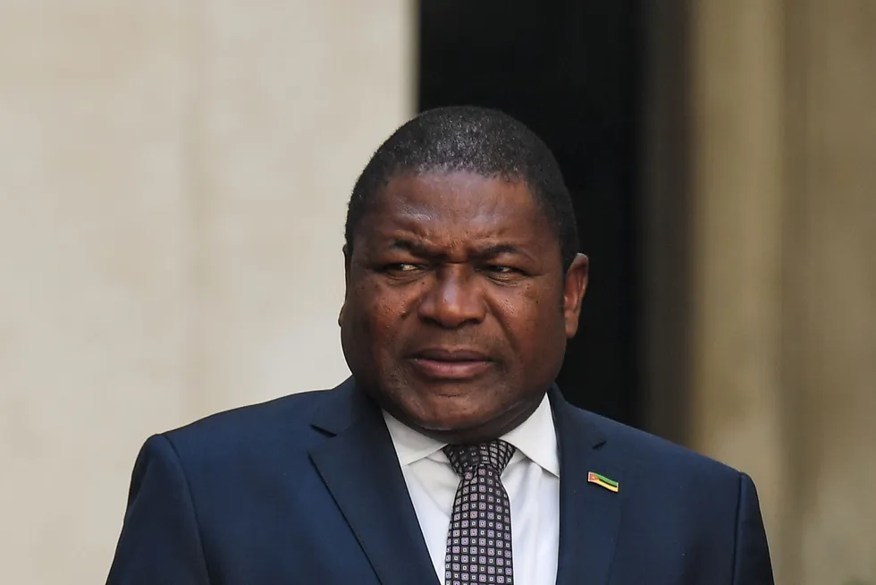 Agreement: Mozambique's President Filipe Nyusi and ministers met Total chief executive Patrick Pouyanne this week and agreed measures to boost security at Mozambique LNG site