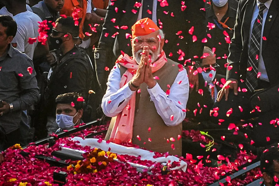 Indian Prime Minister Narendra Modi at an election rally in March 2022.