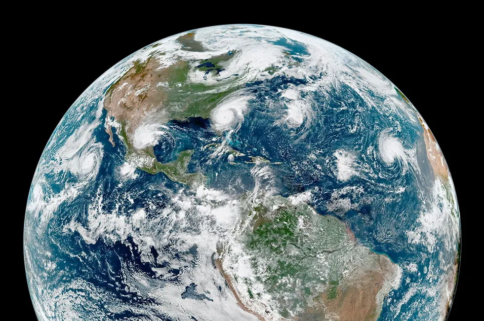 A hurricane-filled picture of Earth taken on 4 September 2019.