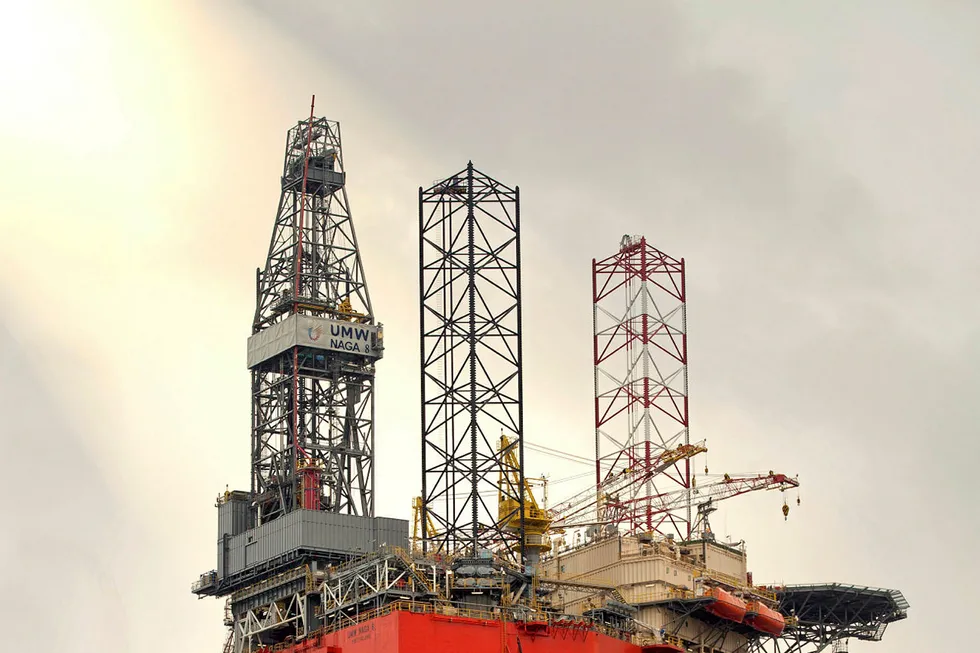 Drilling work: the jack-up drilling rig UMW Naga 8 owned by Malaysian contractor UMW Oil & Gas