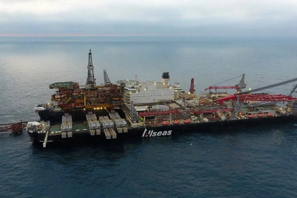 Decommissioned infrastructure: Brent Alpha tosides removal in the North Sea using the largest construction vessel in the world, the Pioneering Spirit