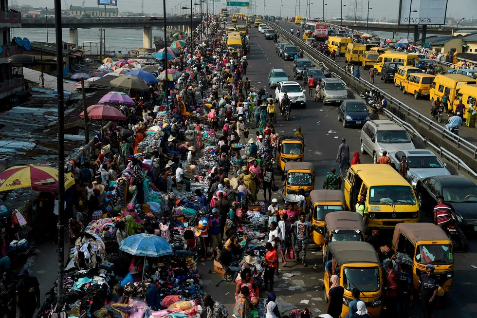 Idumota Road in Lagos: Persuading Nigerians to social-distance may be a tall order as protracted lockdown brought hunger, underscoring the need to restore livelihoods