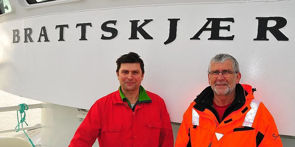 Far Odd Martin og sønn Odd Marvin Nergård skal rett på seifiske til uken, med sin splitter nye ringnot/garnbåt «Brattskjær». Foto: Jarle Hatlen, Moltech