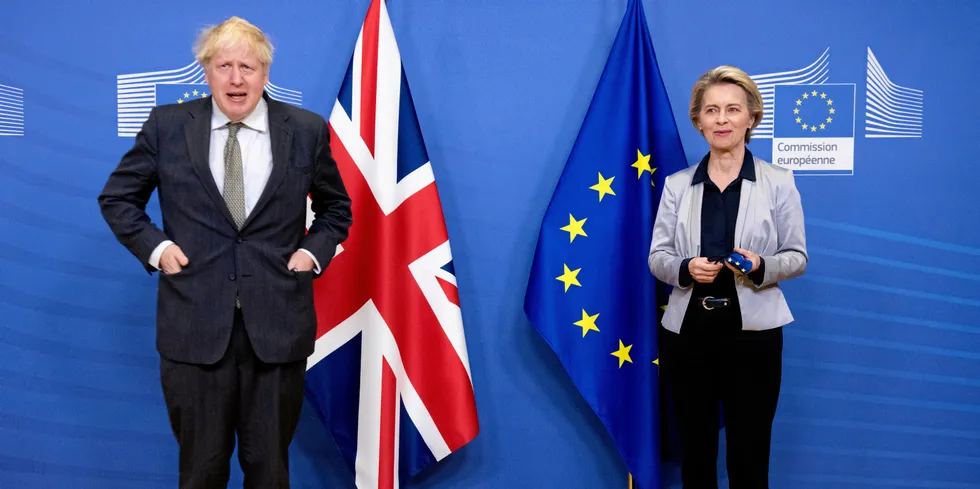 UK Prime Minister Boris Johnson and European Commission President Ursula von der Leyen. Neither trading bloc has so far not implemented a specific ban on Russian seafood, but impacts are still set to be felt.