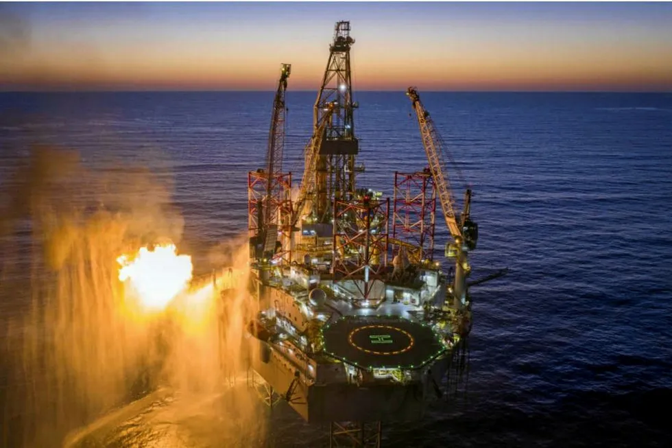 Offshore development: the Noble Tom Prosser during successful testing of the Dorado-3 well