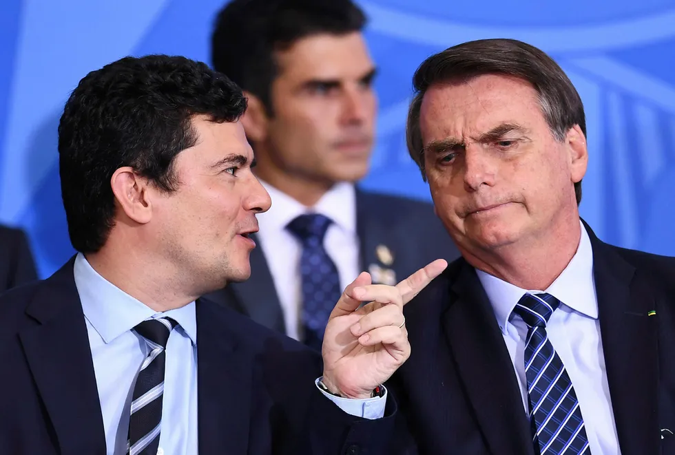 Moro no more: the administration of Brazilian President Jair Bolsonaro, right, was rocked by the resignation of Sergio Moro, left, as justice minister last week