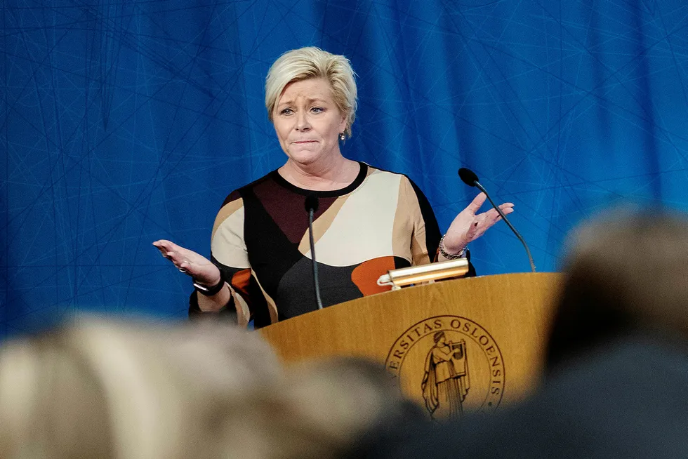 Frp-leder og finansminister Siv Jensen.