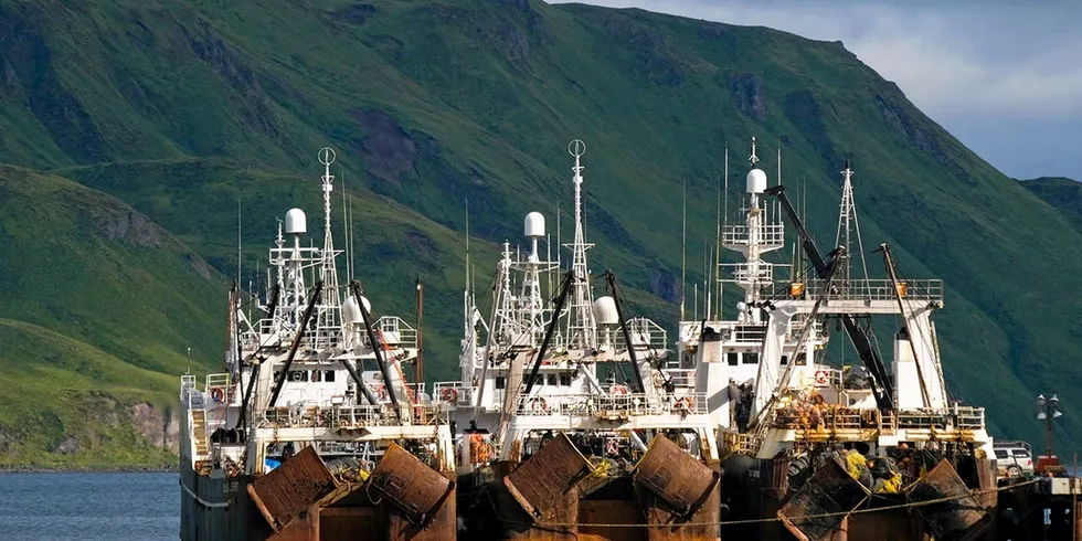 Amendment 80 vessels in the port of Dutch Harbor, Alaska.