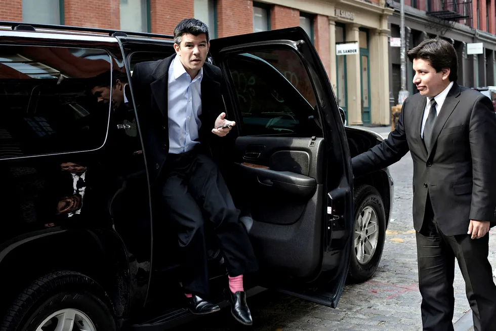 Omstridt. Travis Kalanick er sjef for verdens mest verdifulle oppstartsselskap, Uber. Selskapet startet som en luksustjeneste for limousiner, men går nå etter taxibransjen verden over. Foto: Julie Glassberg/The New York Times/NTB Scanpix