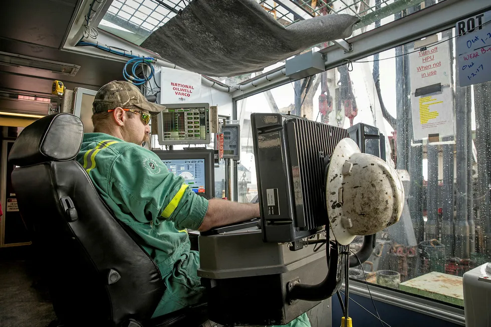 At the sharp end: a worker on a Precision Drilling rig in the Permian basin