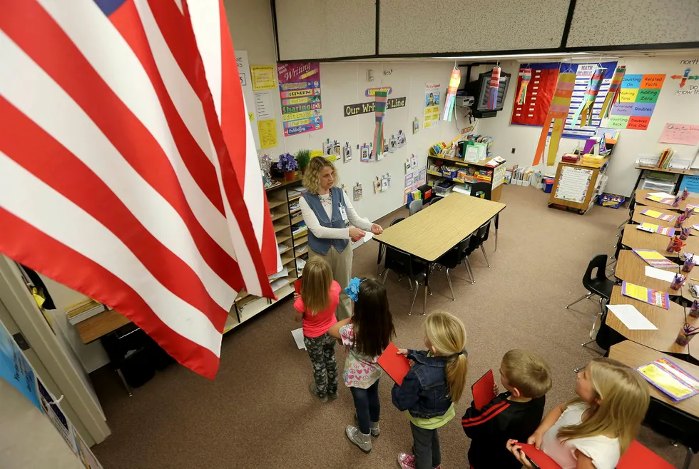 Svikten i det amerikanske skolesystemet er blitt trukket frem som en viktig drivkraft bak Trump-bevegelsen. Her fra Parklane grunnskole i California, USA. Foto: George Frey/Bloomberg