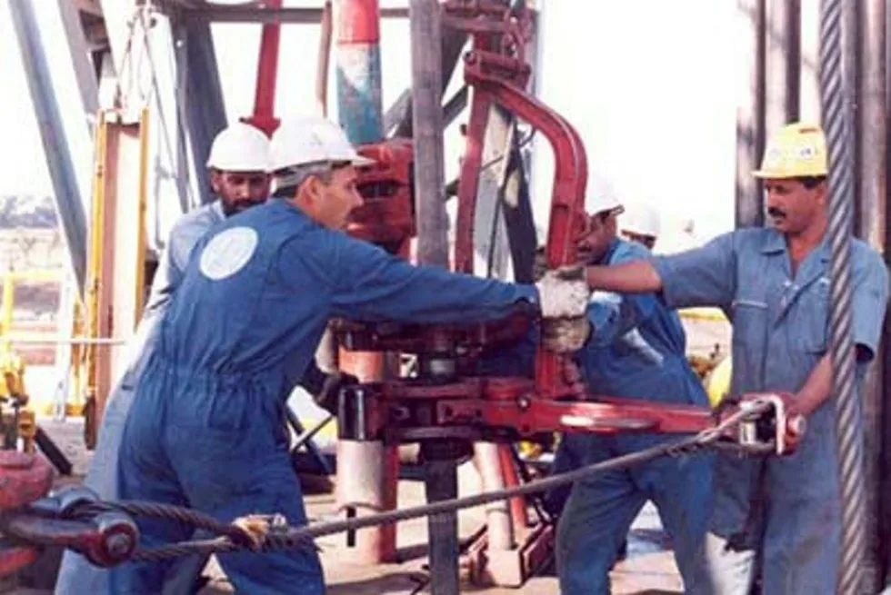 Drilling operations: Oil & Gas Development Company workers onshore Pakistan