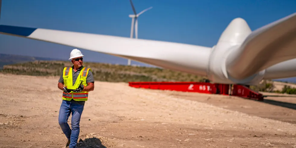 An Enel employee at another of the Italian group's US wind farm sites.