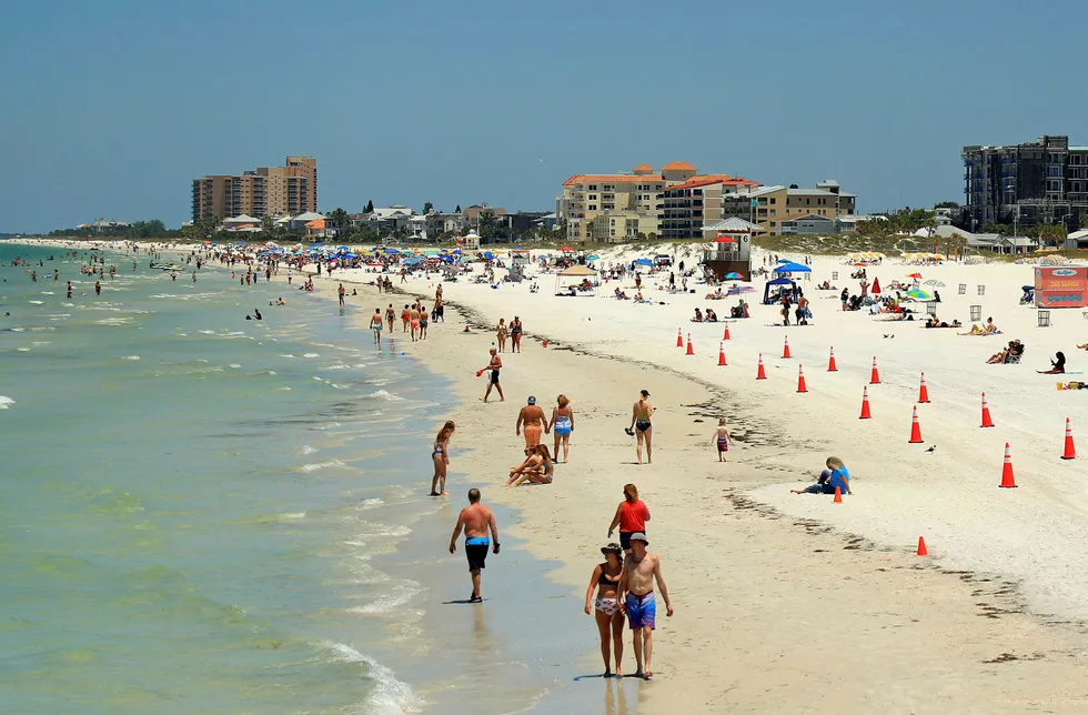 Bildet viser Clearwater Beach i Florida tidligere i år.