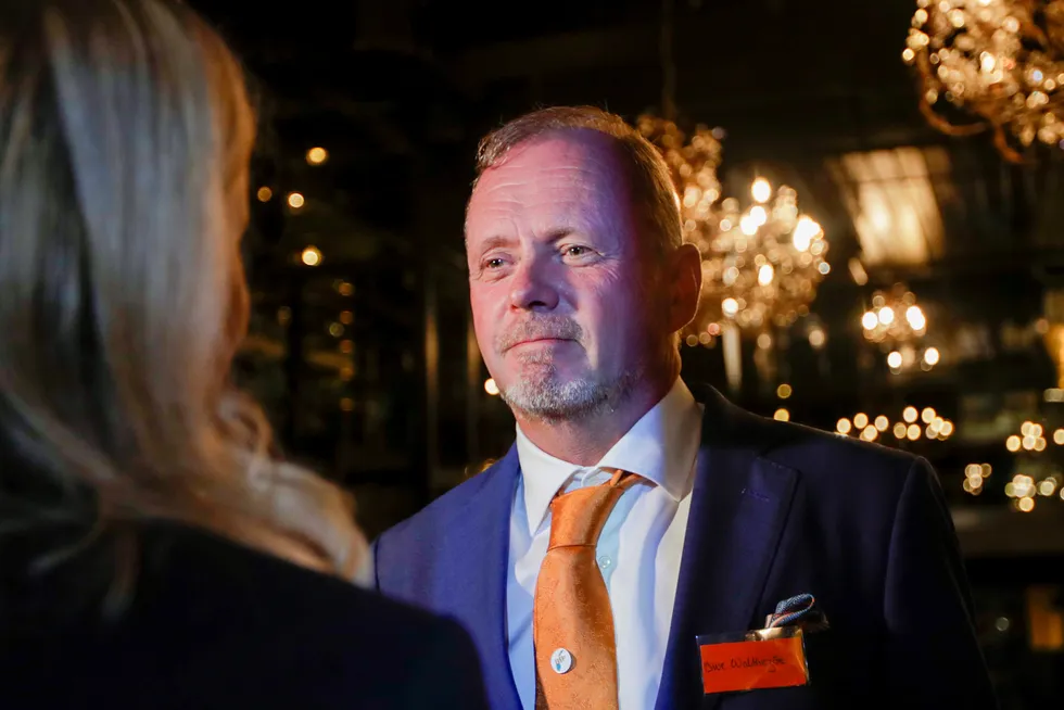 Owe Ingemann Waltherzøe på Industri- og Næringspartiets valgvake på Restaurant Louise i Oslo mandag kveld.