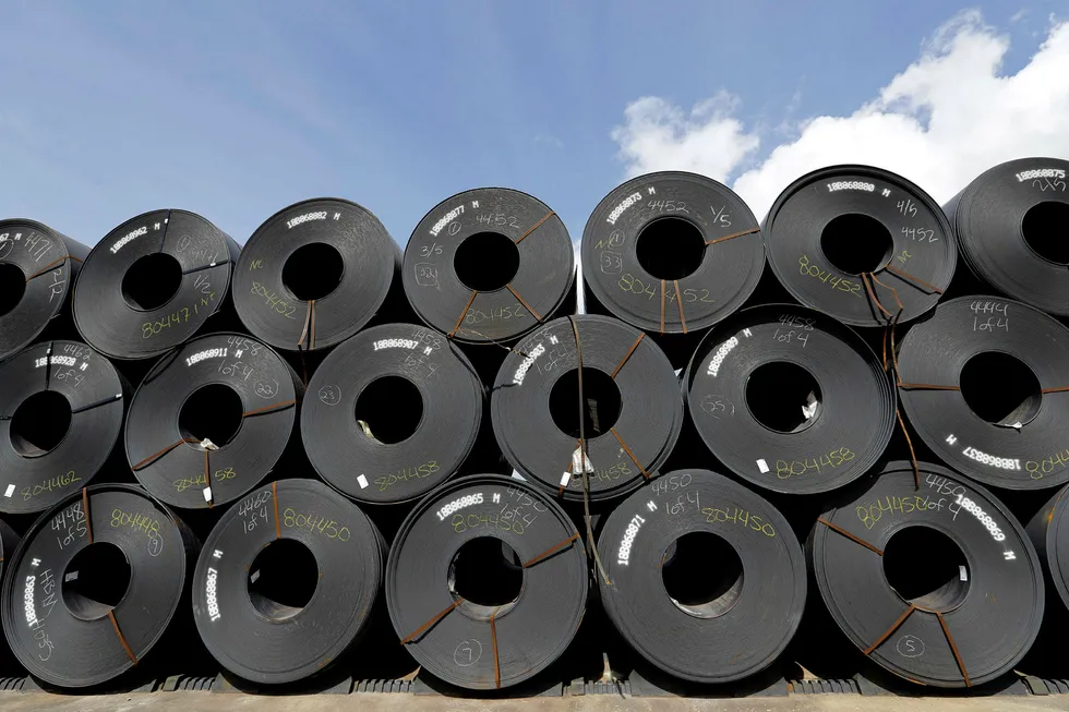 Rolls of steel are shown at the Borusan Mannesmann Pipe manufacturing facility Tuesday, June 5, 2018, in Baytown, Texas. Borusan is seeking a waiver from the steel tariff to import 135,000 metric tons of steel piping annually over the next two years