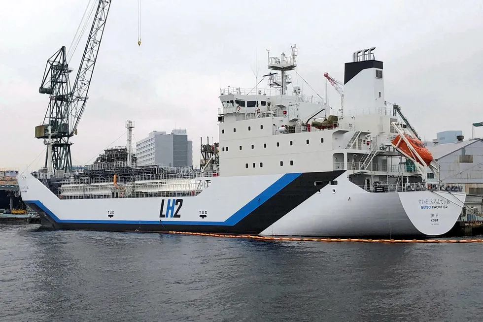 Smaller volumes: the liquefied hydrogen carrier Suiso Frontier, built by Japan's Kawasaki Heavy Industries Obayashi