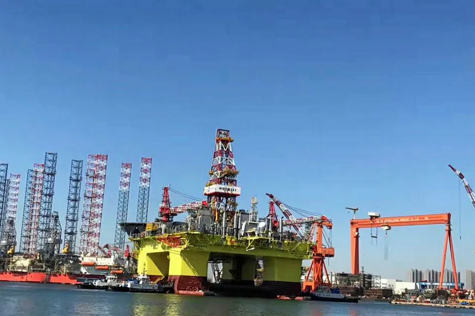 Launched: the Hai Yang Shi You 982 deep-water semi-submersible, by DSIC Offshore