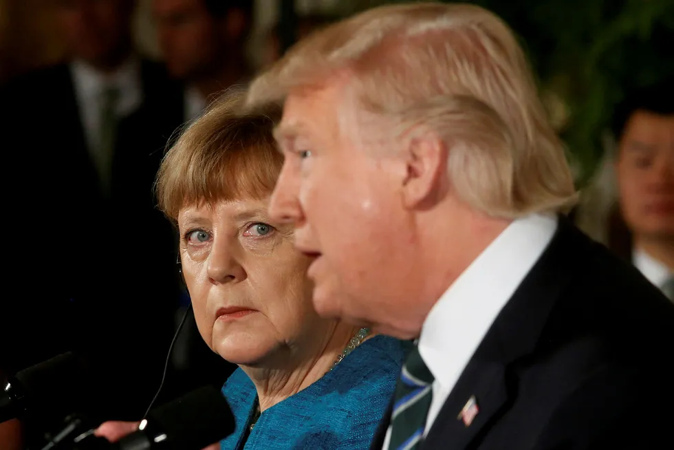 Angela Merkel og president Donald Trump møttes i Det hvite hus fredag. Foto: JONATHAN ERNST