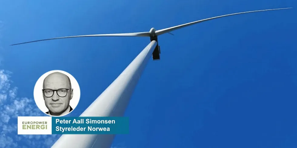 Regjeringens skatteforslag for vindkraften bommer, mener styreleder Peter Aall Simonsen i vindkraftforeningen Norwea.