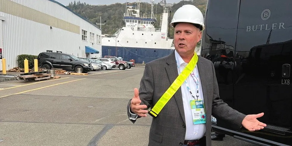 Allen Kimball leading participants at GOAL 2022 on a tour of Trident vessels in Tacoma, Washington.
