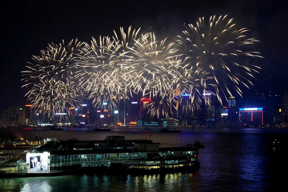 Hongkong er det mest populære reisemålet i 2018. Her fra nyttårsaften i 2012.