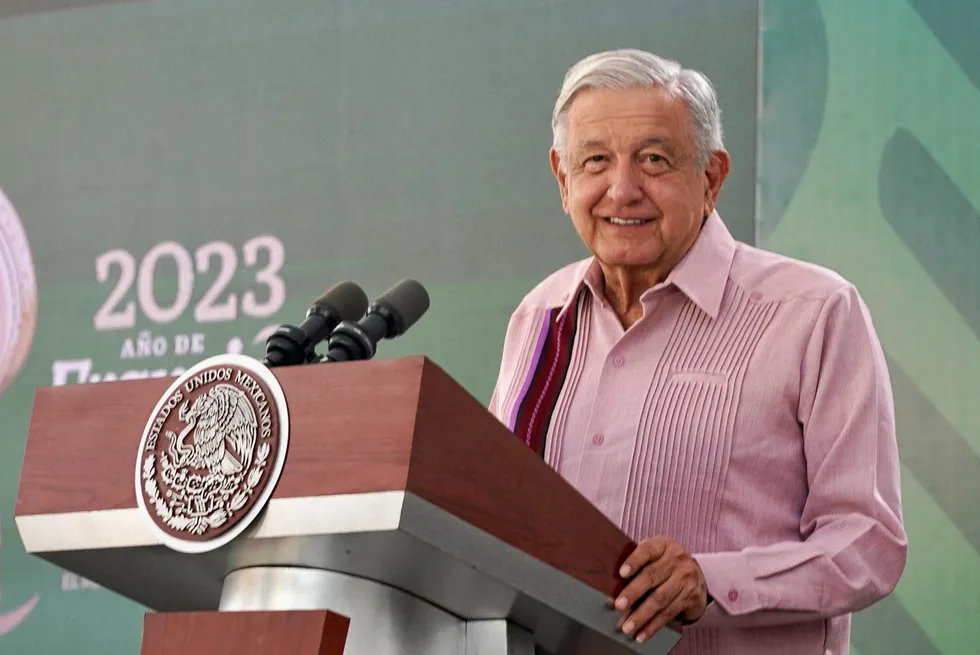 Mexico's president Andrés Manuel López Obrador at the press conference on 24 November 2023.