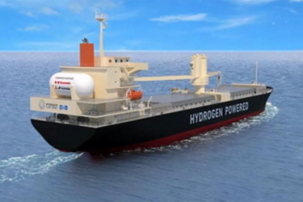 Concept for Mitsui's hydrogen-powered vessel.