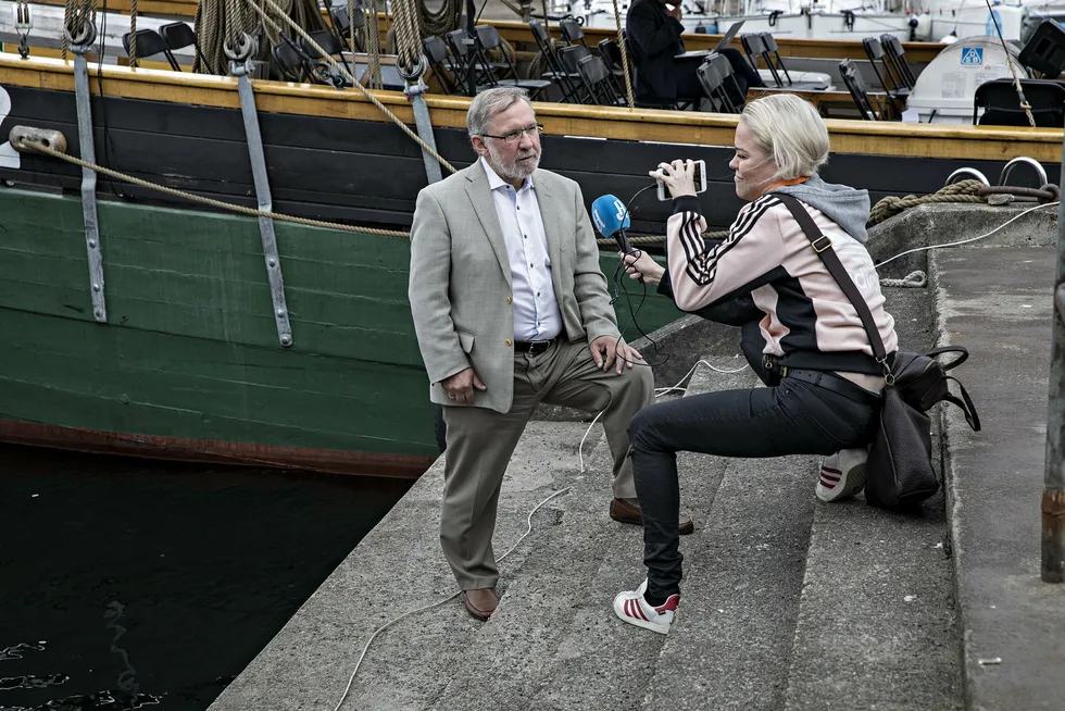 Harald Stanghelle sammen med Aftenposten-journalist Ingeborg Senneset under Arendalsuka.
