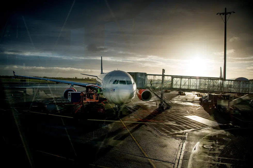 Et SAS-fly fotografert på Oslo lufthavn ved en tidligere anledning, før avgang til New York.