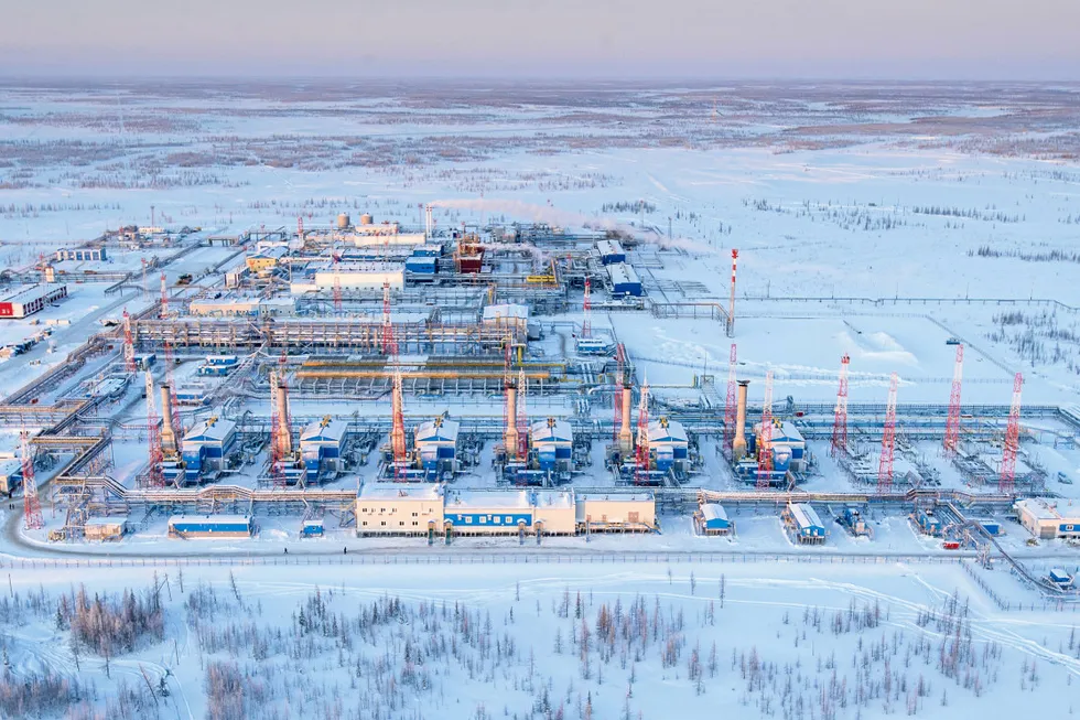 Isolation: a gas-pumping facility at the Zapolyarnoye field in the Yamal-Nenets region in Russia