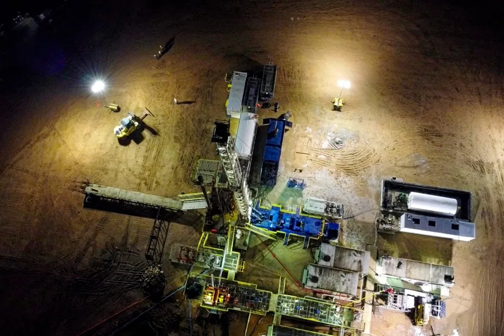 Rigged up: ReconAfrica’s debut 6-2 exploration well in the Kavango basin had oil and gas shows.
