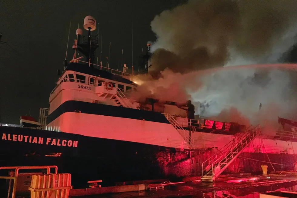 A fire rendered a Trident-owned vessel a total loss.