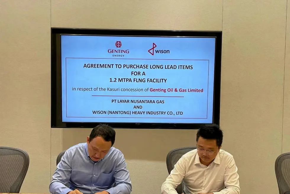 Landmark pact: Genting and Wison sign a deal for key equipment for Indonesia FLNG project.