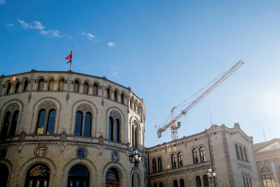 Stortingspresident Olemic Thommessen gikk av tidligere i år på grunn av byggesaken. Prosjektet skal være ferdig høsten 2018. Foto: Fartein Rudjord