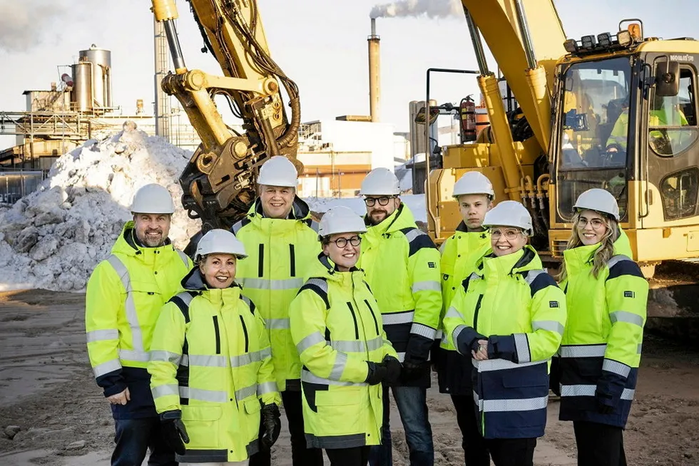 Hycamite's team at the launch of construction for its turquoise hydrogen facility at the Kokkola Industrial Park.