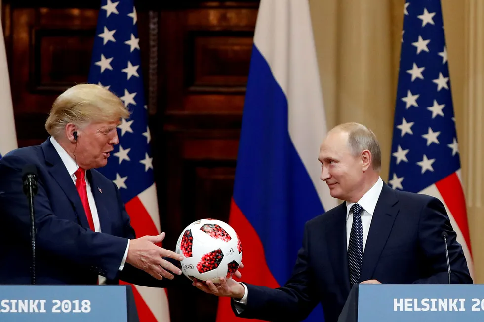 USAs president Donald Trump fikk knallhard kritikk etter mandagens møtet med Russlands president Vladimir Putin. Foto: Grigory Dukor REUTERS / NTB Scanpix