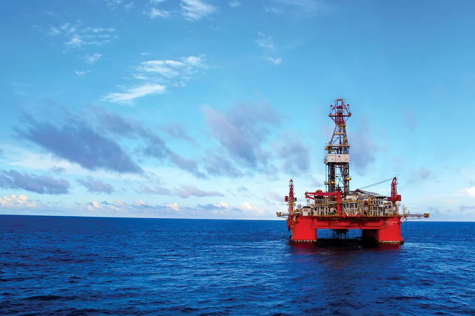 New programme: The Diamond Offshore semi-submersible rig Ocean Courage was used to drill the Harpia well in the Para-Maranhao basin.