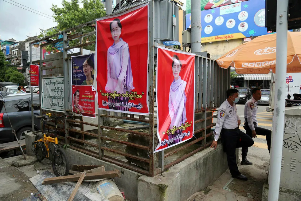 Short of power: downtown Yangon, Myanmar's commercial capital