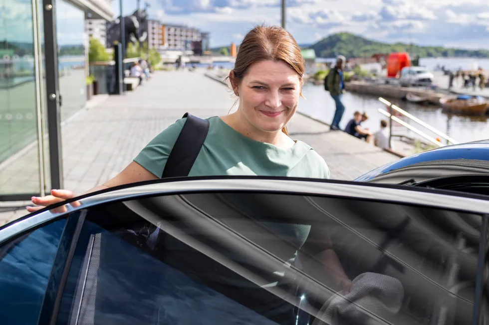 Næringsminister Cecilie Myrseth da hun forlot eierskapskonferansen tirsdag.