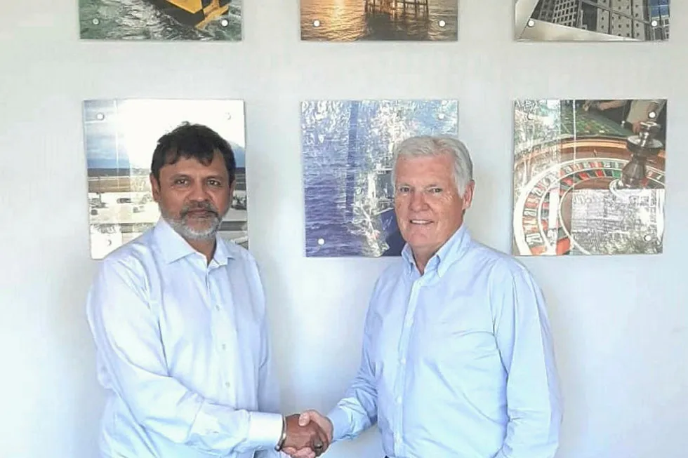 APAC acquisition: Unique chief executive Harry Gandhi (left) with Western Advance managing director Mike Pugh