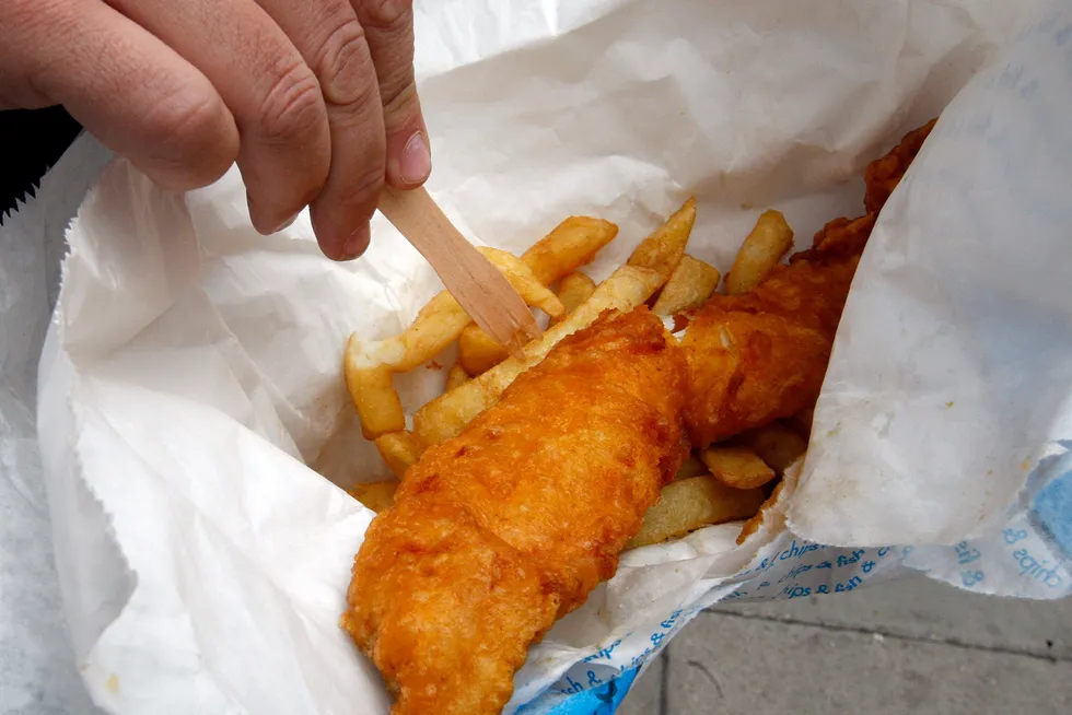 Legally acquired: fish and chips from a takeaway cafe