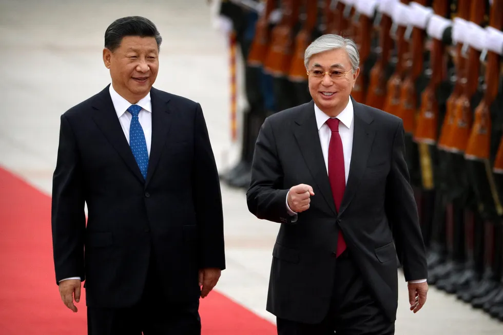 Power couple: Chinese President Xi Jinping (left) and Kazakhstan President Kassym-Jomart Tokayev.
