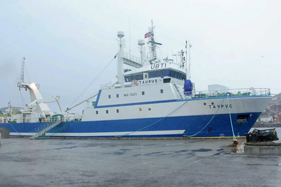 Norebo fishing vessel Taurus, which was acquired as part of the 2021 acquisition of Murmansk-based FEST Group. The vessel was linked to a Russian surveillance program in an investigation by Scandinavian broadcasters.