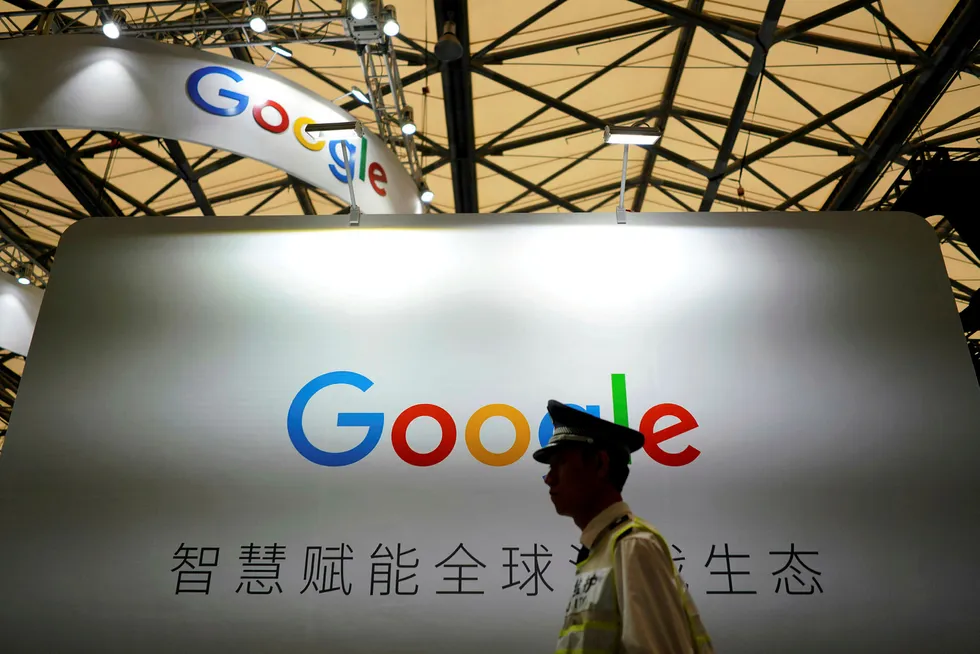 Et Google-skilt på China Digital Entertainment Expo and Conference (ChinaJoy) i Shanghai tidligere denne måneden.