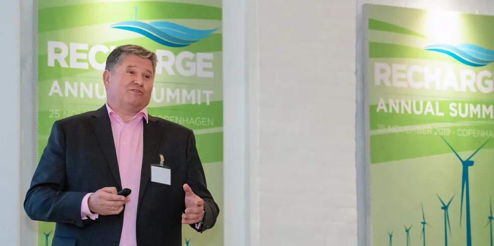 Ocean Winds COO Grzegorz Gorski speaking at a Recharge industry event.