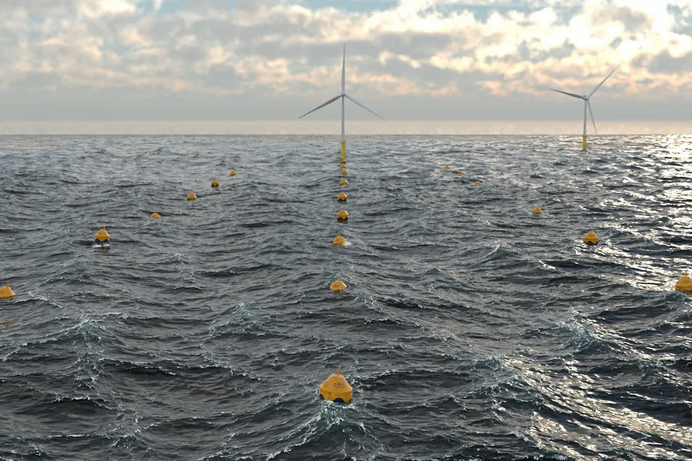 Fusion: Corepower's vision of wave power buoys with offshore wind turbines