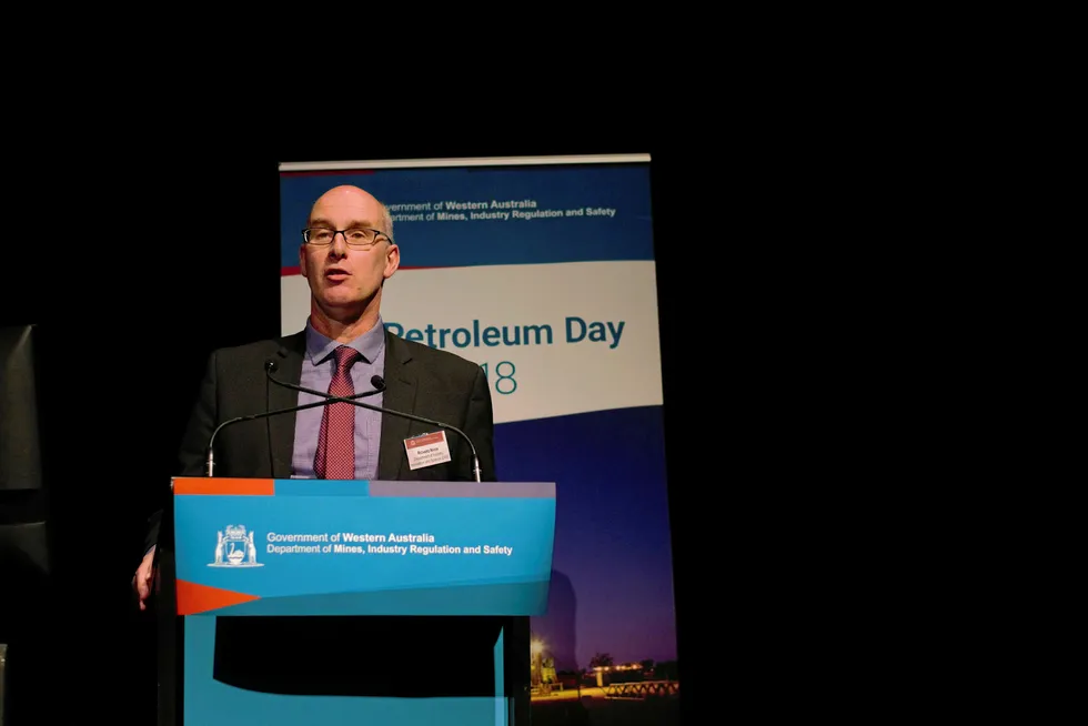 More work: manager of petroleum development at Australia’s Department of Industry, Innovation & Science Richard Niven speaking at the WA Department of Mines, Industry Regulation & Safety Petroleum Open Day in Perth last week